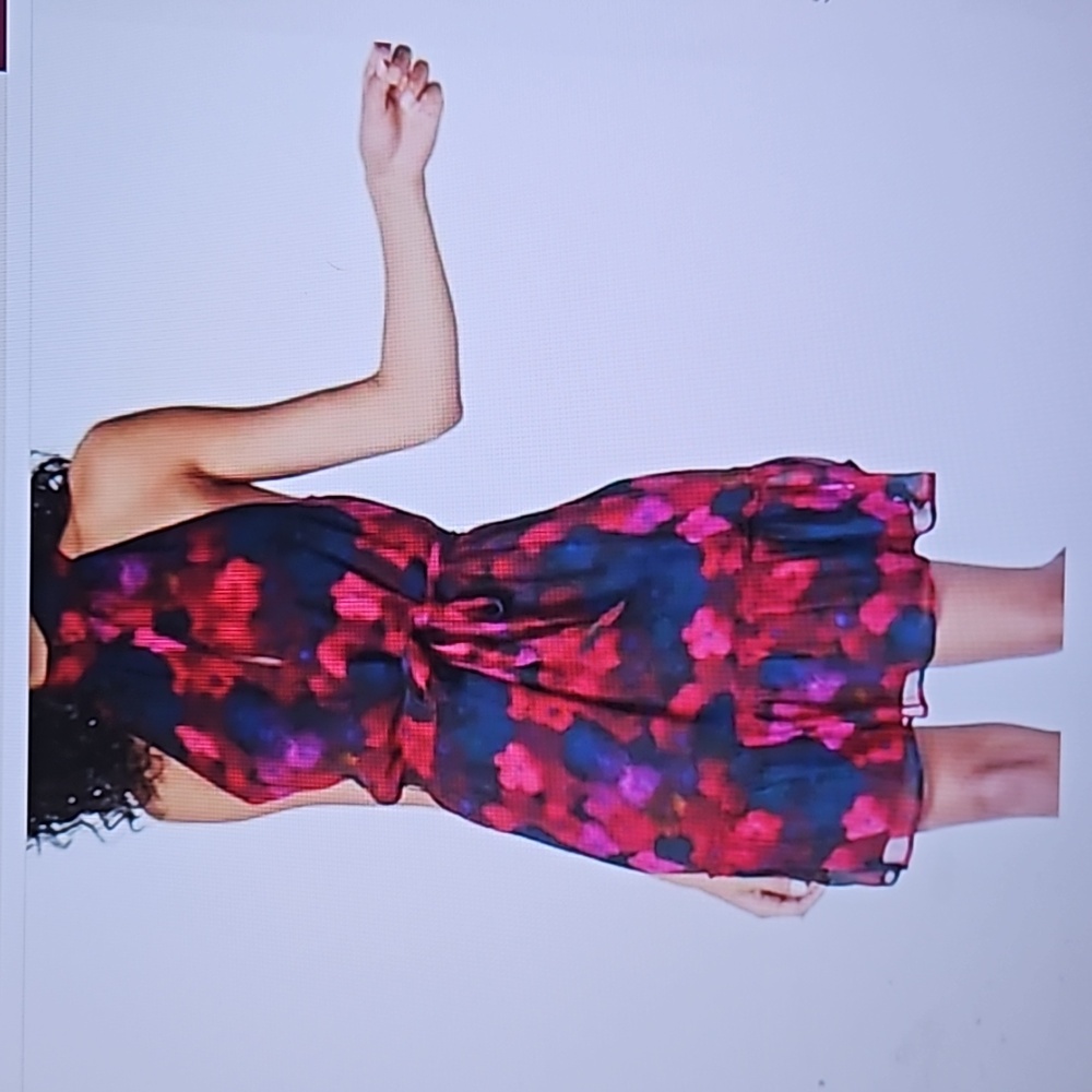 PAIGE Halter Floral Mini Dress in Black, Red & Pink